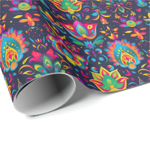 Papel De Regalo Vibrante Jardín Diwali de Whimsy