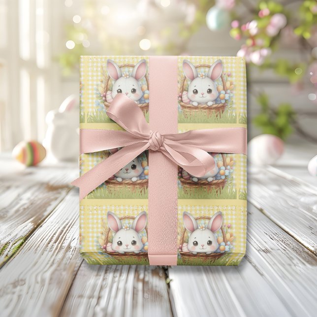 Papel De Regalo Vibrante Pascua feliz en un fondo amarillo (Vibrant Happy Easter in a Yellow background Wrapping Paper)