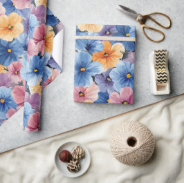 Papel De Regalo Vibrante Pastel Multicolor Floral Patrón sin solda