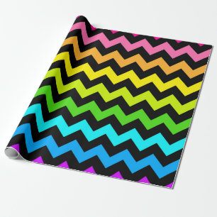 Papel De Regalo Vibrante Patrón de Chevron Arcoiris
