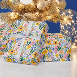 Papel De Regalo Vibrante patrón de flores de verano