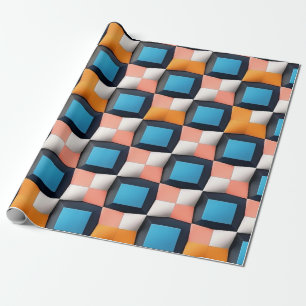 Papel De Regalo Vibrante Patrón de Ilusión Geométrica 3D - Color n