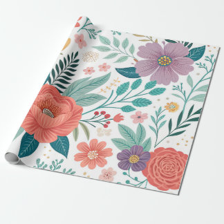 Papel De Regalo Vibrante Patrón de impresión todo sobre floral