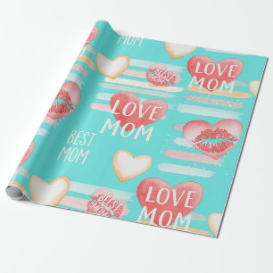 Papel De Regalo Vibrante Patrón Pop de Agradecimiento a Mamá en Tu