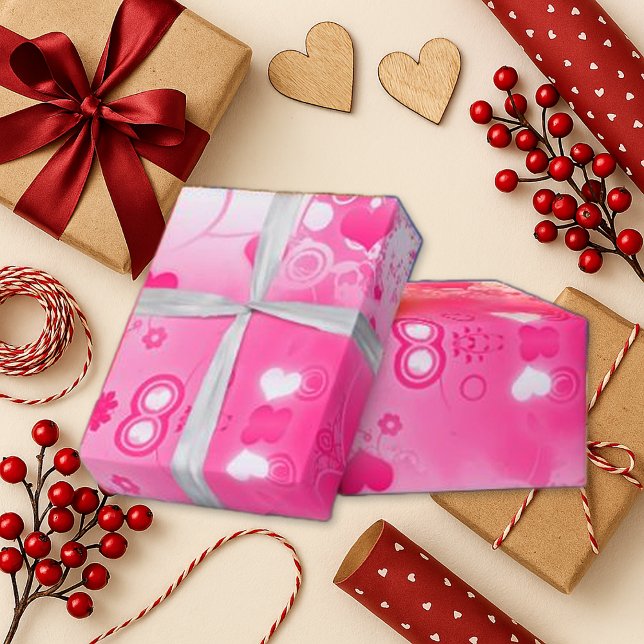 Papel De Regalo Vibrante Resumen del Corazón Rosa Valentine (Subido por el creador)