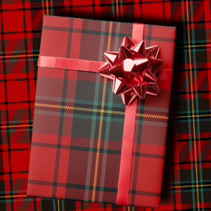 Papel De Regalo Vibrante Tartán Escocés Rojo y Negro a Cuadros