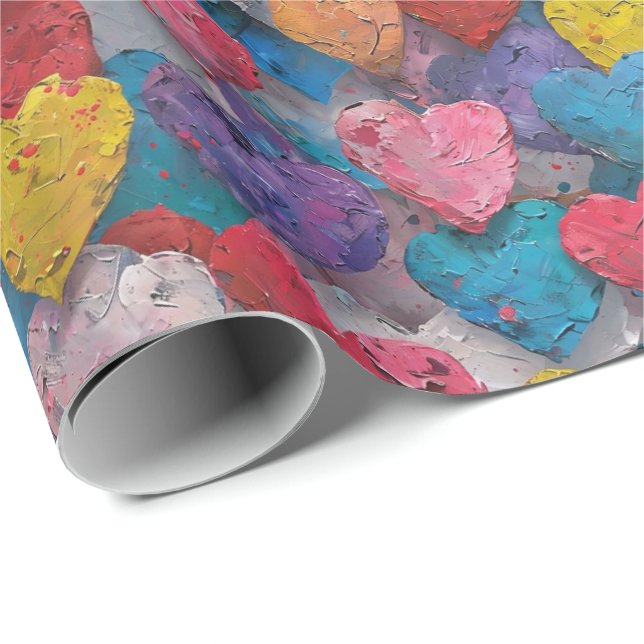 Papel De Regalo Vibrante Textured Hearts Gift Wrft - Amor audaz (Esquina del rollo)