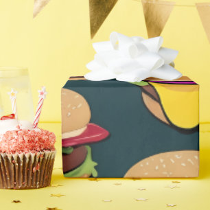 Papel De Regalo Vibrantes hamburguesas de queso coloridas