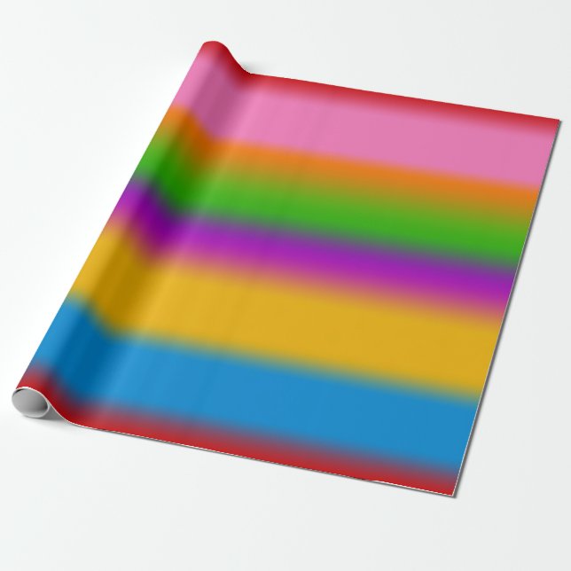 Papel De Regalo Vibrantes rayas de gradiente de arcoíris multicolo (Desenrollado)