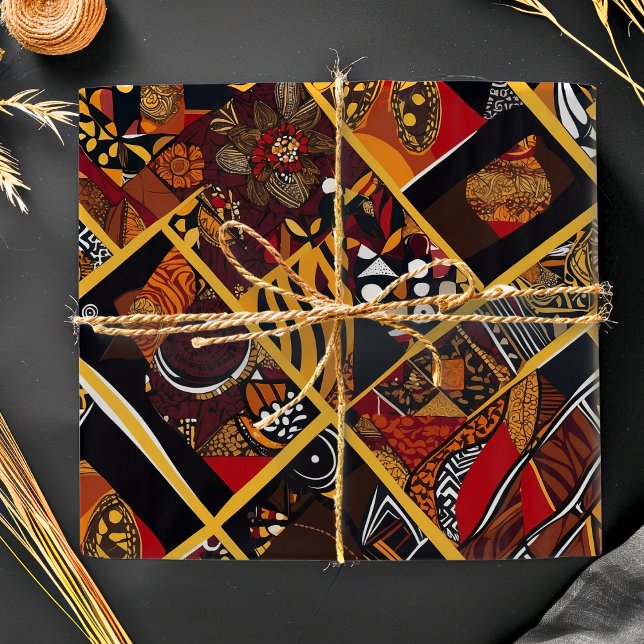 Papel De Regalo Vibrantes regalos tribales de Ankara para afroamer (Vibrant Tribal Ankara African American Gifts Wrapping Paper)