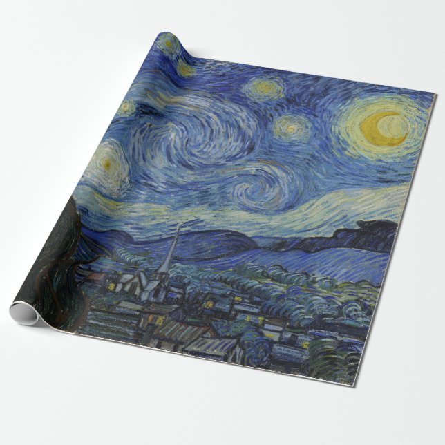 Papel De Regalo Vicente Van Gogh Starry Noche maestra (Desenrollado)