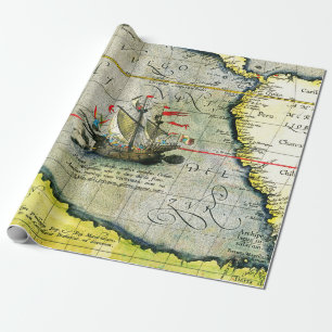 Papel De Regalo Victoria, mapa de antigüedades Océano Pacífico