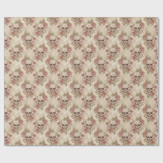 Papel De Regalo Victorian Gothic Skull & Rose Wrapping Paper