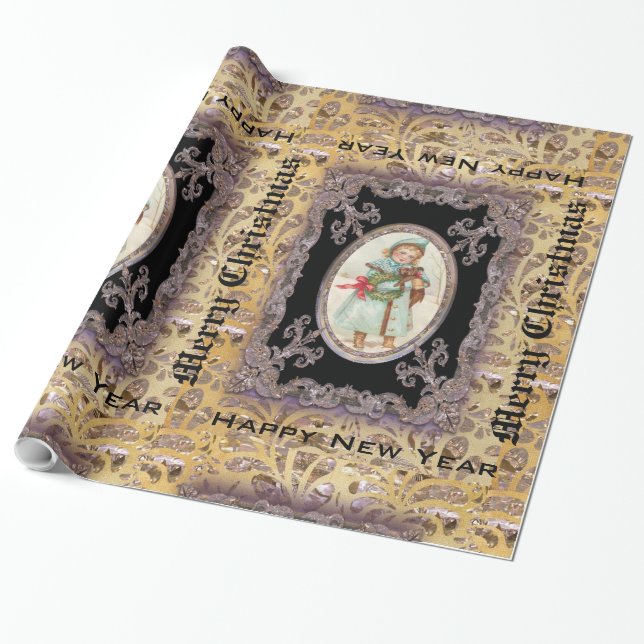 Papel De Regalo Victorian precioso del amor adolescente (Desenrollado)