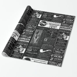 Papel De Regalo victoriano de periódico antiguo francés negro