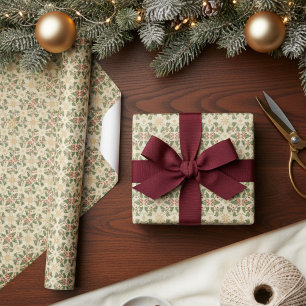 Papel De Regalo Vid de Navidad Antiguo con Textura Vintage