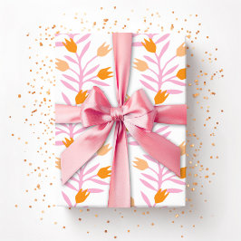 Papel De Regalo Vid de Tulipán en Rosa y Naranja