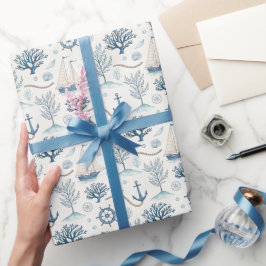 Papel De Regalo Vida Costera Océanos Azules
