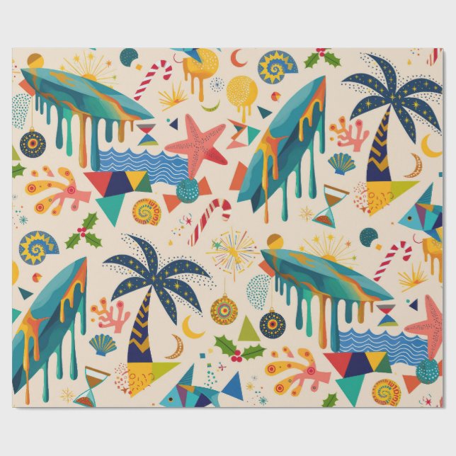 Papel De Regalo Vida de Playa y Surf (Superficie plana)