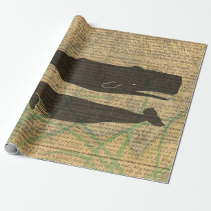 Papel De Regalo Vida marina náutica de ballena antigua