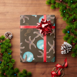 Papel De Regalo Vida Marina Patrón Tropical Navidad Marrón
