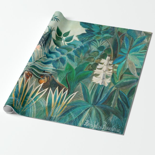 Papel De Regalo Vida silvestre en pintura de selva tropical (Desenrollado)