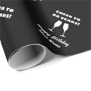 Papel De Regalo Vidrio anima elegantes deseos de cumpleaños número