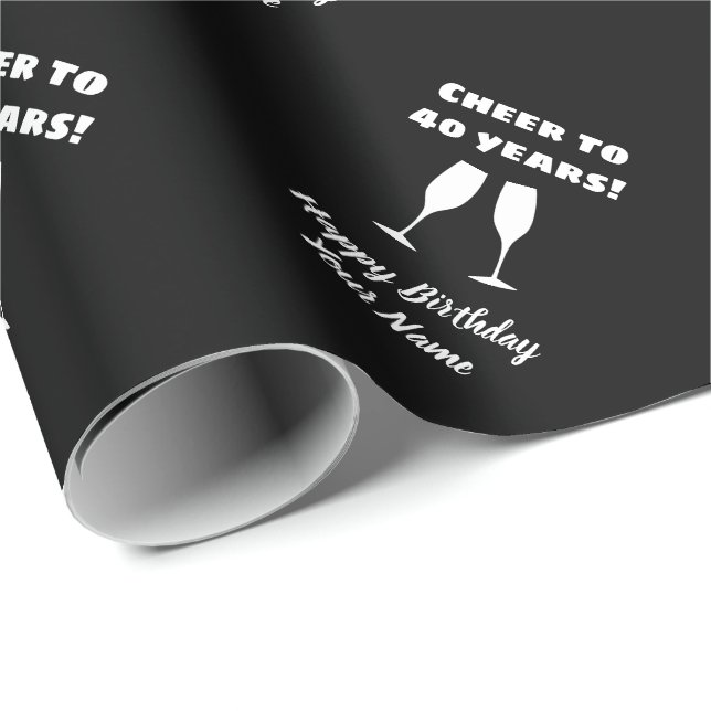 Papel De Regalo Vidrio anima elegantes deseos de cumpleaños número (Esquina del rollo)