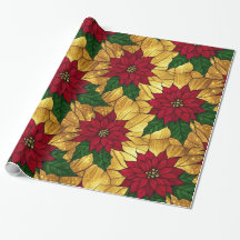 Vidrio de Iglesia Poinsettia Elegante Navidad