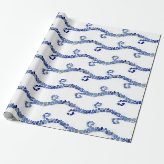 Papel De Regalo Vidrio del mar - ondas del azul (Desenrollado)