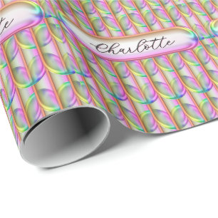 Papel De Regalo Vidrio Iridescente Personalizado Nombre Moderno Pe