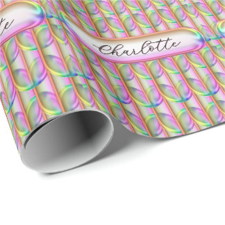 Papel De Regalo Vidrio Iridescente Personalizado Nombre Moderno Pe