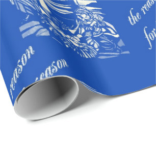 Papel De Regalo Vidrio manchado de natividad- azul
