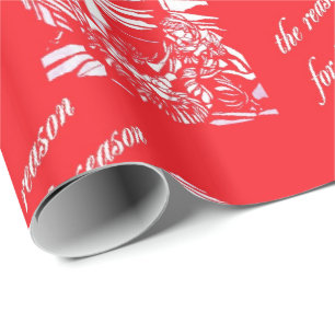 Papel De Regalo Vidrio manchado de natividad- rojo