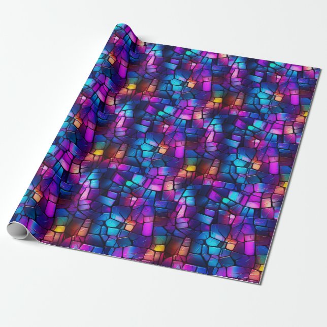 Papel De Regalo Vidrio manchado de neón radiante (Desenrollado)