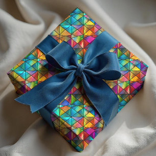 Papel De Regalo Vidrio pintado geométrico colorido elegante