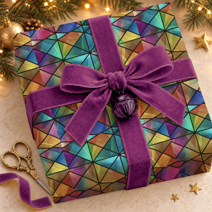 Papel De Regalo Vidrio pintado geométrico colorido elegante