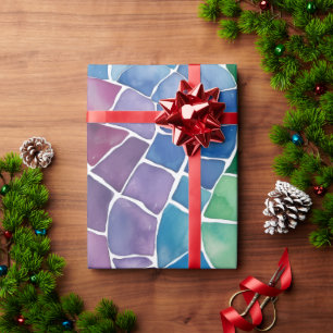 Papel De Regalo Vidrio Rojizo Arcoíris Acuarela