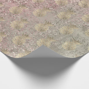 Papel De Regalo Vidrio rosa dorado de piña tropical