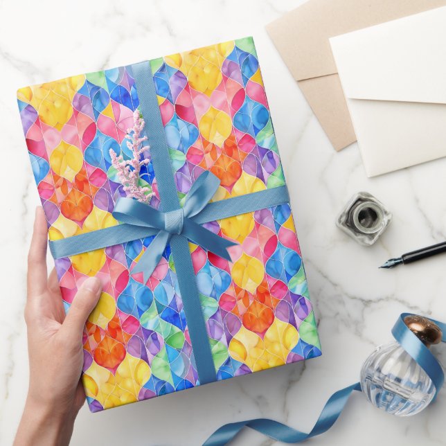 Papel De Regalo Vidrio teñido de arcoíris acuarela (Regalar)