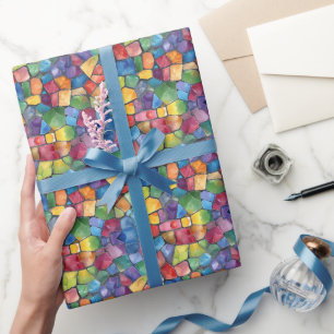 Papel De Regalo Vidrio teñido de arcoíris al acuarela
