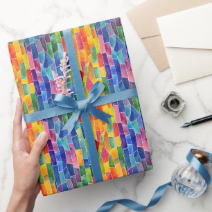 Papel De Regalo Vidrio teñido de arcoíris al acuarela