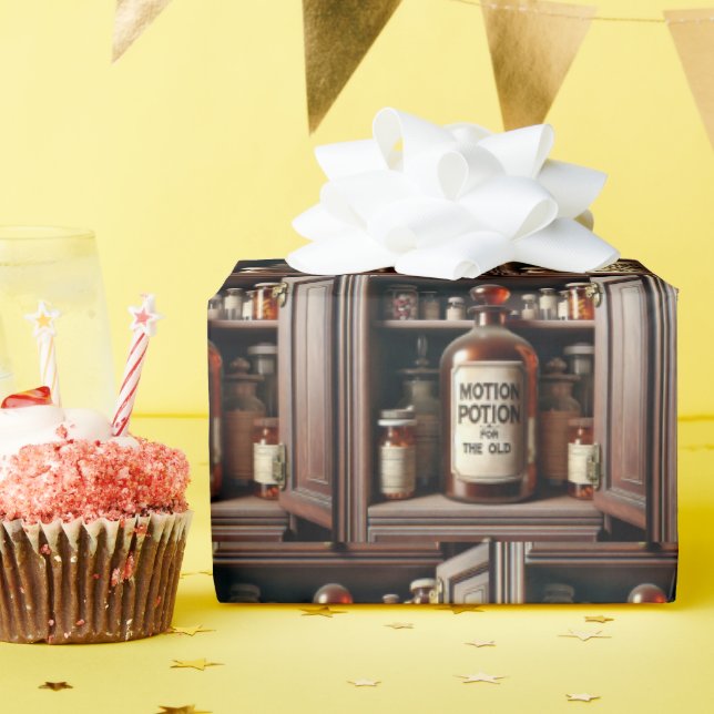 Papel De Regalo Vieja botella de poción en un gabinete de medicina (Fiesta de cumpleaños )