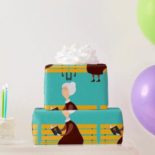 Papel De Regalo Vieja leyendo la Biblia