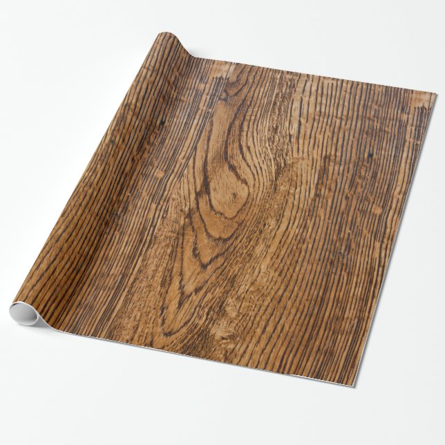 Papel De Regalo Vieja mirada de madera del grano (Desenrollado)