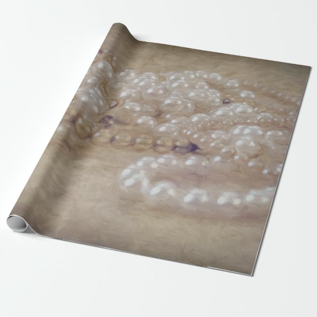 Papel De Regalo Vieja Perlas Blancas Sepia Decoupage Marrón (Desenrollado)