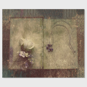 Papel De Regalo Vieja textura antigua Sepia marrón floral