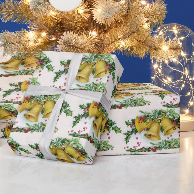 Papel De Regalo Viejas campanas navideñas enlosadas (Vacaciones)