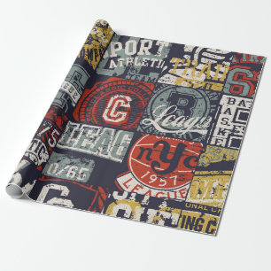 Papel De Regalo Viejas insignias deportivas de la Universidad Amer