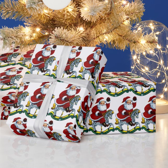 Papel De Regalo Viejo caballo de rock navideño con baldosas (Vacaciones)